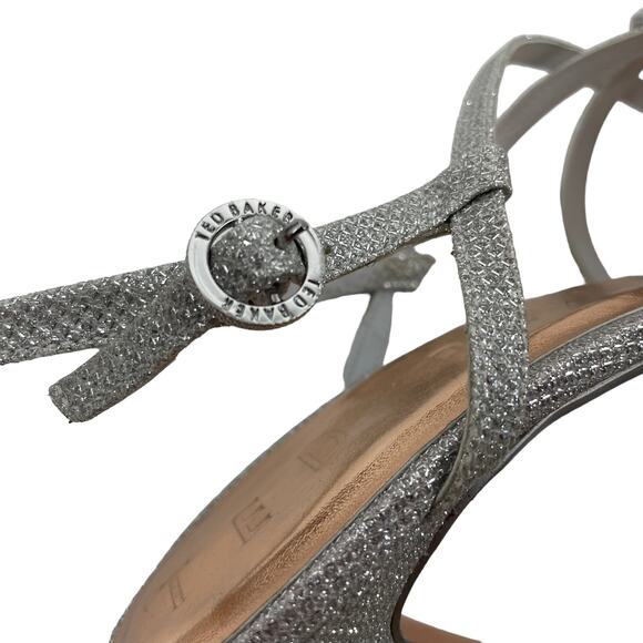 Ted Baker Theanna Lurex Strappy Heel Sandals Silver Size 40.5 - Picture 7 of 7